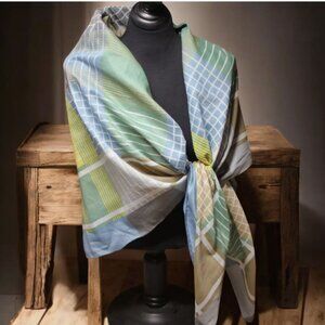 Vintage Bogner Scarf/Wrap Large 100% Silk Italian Geometric Design